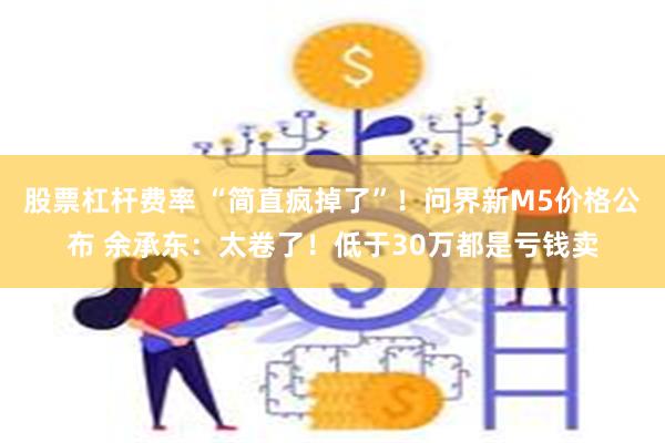 股票杠杆费率 “简直疯掉了”！问界新M5价格公布 余承东：太卷了！低于30万都是亏钱卖