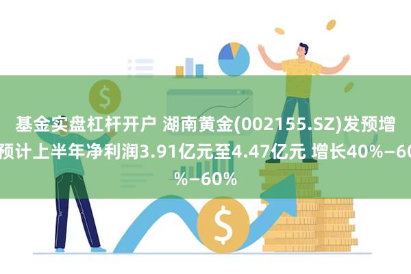 基金实盘杠杆开户 湖南黄金(002155.SZ)发预增，预计上半年净利润3.91亿元至4.47亿元 增长40%—60%