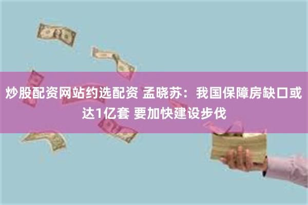 炒股配资网站约选配资 孟晓苏：我国保障房缺口或达1亿套 要加快建设步伐