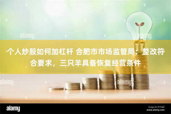 个人炒股如何加杠杆 合肥市市场监管局：整改符合要求，三只羊具备恢复经营条件